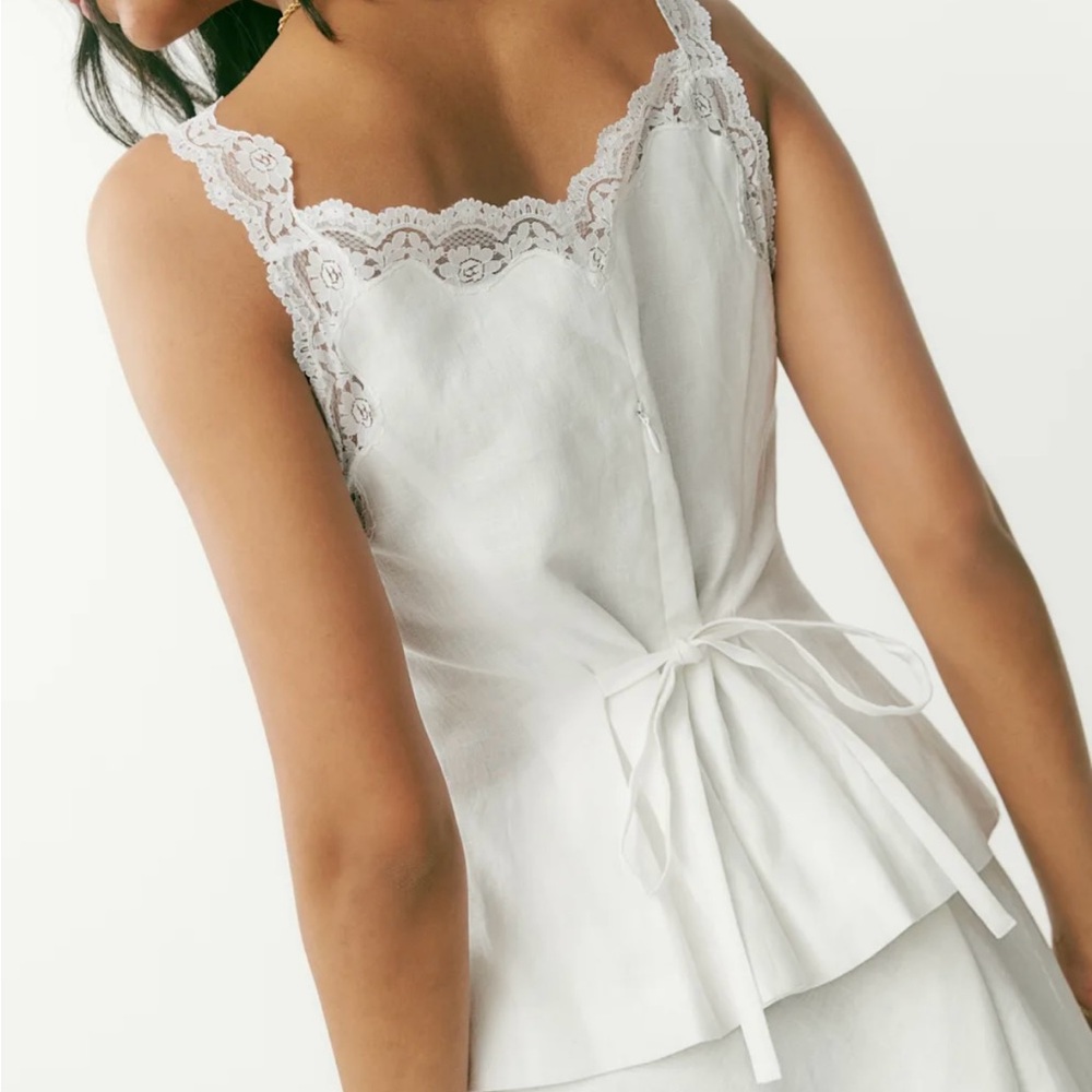 NWT REFORMATION Josefina Linen Lace Top - Picture 7 of 7